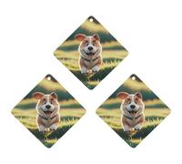 Real Maji Dog Running Car Air Freshener, 3 Pcs Rhombus Hanging Air Freshener Cards, Long Lasting Fragrance Scented Cards for Car, Home, Office Gray-style