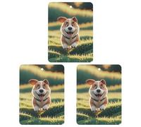 Real Maji Dog Running Car Air Freshener, 3 Pcs Square Hanging Air Freshener Cards, Long Lasting Fragrance Scented Cards for Car, Home, Office Gray-style