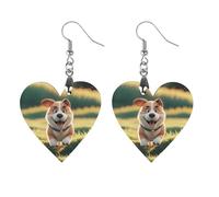 Real Maji Dog Running Wooden Earrings for Women, Vintage Elegant Wood Jewelry, Lightweight Earrings for Wedding, Party, Everyday Jewelry Gift, Apricot shaped, Wood, wood