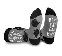 REAL MAN LOVE CATS BEST CAT DAD Socks for Dad Men - Funny Novelty Fathers Day Birthday Gifts for Him Daddy from Daughter Son - Fun Funky Happy Valentines Socks Gift Ideas Christmas Stocking Fillers