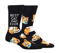 REAL MAN LOVE CATS BEST CAT DAD Socks for Dad Men - Funny Novelty Fathers Day Birthday Gifts for Him Daddy from Daughter Son - Fun Funky Happy Valentines Socks Gift Ideas Christmas Stocking Fillers