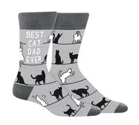 REAL MAN LOVE CATS BEST CAT DAD Socks for Dad Men - Funny Novelty Fathers Day Birthday Gifts for Him Daddy from Daughter Son - Fun Funky Happy Valentines Socks Gift Ideas Christmas Stocking Fillers