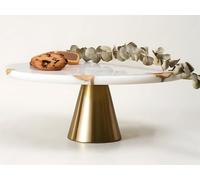 Real Marble Cake Stand by Balin Designs - White Marble 9" Round Cake Stand with Gold Stand - Smoothly Versatile Cake, Cupcake Stand - Ideal for Birthday Parties, Showers, Weddings Parties & Events