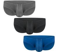 Real Men Ares-Accent Low-Rise Pouch Bikini Brief - 1, 3, 6 Pack with Size ABCD Pouch XS - 5XL, 3 Pack- Black/Blue/Gray, S