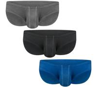 Real Men Ares-Accent Low-Rise Pouch Bikini Brief - 1, 3, 6 Pack with Size ABCD Pouch XS - 5XL, 3 Pack- Black/Blue/Gray, XL