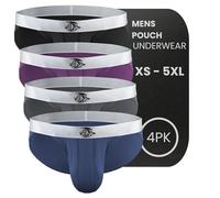 Real Men Ares-Accent Low-Rise Pouch Bikini Brief - 1, 3, 6 Pack with Size ABCD Pouch XS - 5XL, 4 Pack- Black/Gray/Blue/Wineberry, S