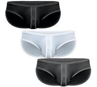 Real Men Ares-Accent Low-Rise Pouch Bikini Brief - 1, 3, 6 Pack with Size ABCD Pouch XS - 5XL, C Pouch 3 Pack- Black White Grey, S