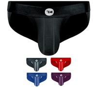 Real Men Ares-Accent Low-Rise Pouch Bikini Brief - 1, 3, 6 Pack with Size B & D Pouch XS - 5XL, D Pouch 1 Pack- Black Mesh, S