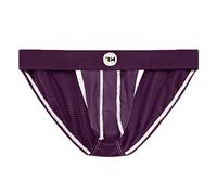 Real Men Ares-Accent Low-Rise Pouch Bikini Brief - 1, 3, 6 Pack with Size B & D Pouch XS - 5XL, D Pouch 1 Pack- Purple Mesh, XXL