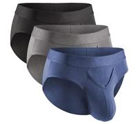 Real Men Ares-Accent Low Waist Briefs Pack of 1, 3, 6 Pieces with ABCD Bag, XS to 5XL, 3 Pack - Black/Denim/Grey, M