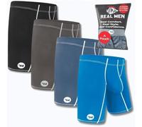 Real Men Athletic Underwear with Support Pouch - 1, 3 or 4 Pack 6, 7 and 9in Nylon Briefs - ABCD Pouch - XS-5XL, 4 Pack- 9 Inches Black/Dark Blue/Gray/Light Blue, M