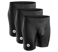 Real Men Athletic Underwear with Support Pouch - 1, 3 or 4 Pack 6, 7 and 9in Nylon Briefs - ABCD Pouch - XS-5XL, 3pk 9in Black W Black Stitch Vfly, S