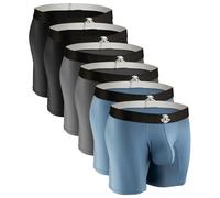Real Men Athletic Underwear with Support Pouch - 1, 3 or 4 Pack 6, 7 and 9in Nylon Briefs - ABCD Pouch - XS-5XL, 6pk 7in Black/Blue/Gray, S
