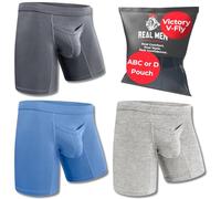 Real Men Bulge Enhancing Pouch Underwear for Men - 1 or 3 Pack Set - Modal Boxer Briefs ABCD Pouch, A Pouch 3 Pack 7 Inch Blue Slate Heather Grey, S