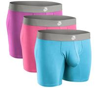 Real Men Bulge Enhancing Pouch Underwear for Men - 1 or 3 Pack Set - Modal Boxer Briefs ABCD Pouch, B Pouch 3 Pack 7 Inch - Red Purple Skyblue, S