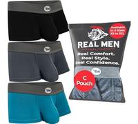 Real Men Bulge Enhancing Pouch Underwear for Men - 1 or 3 Pack Set - Modal Boxer Briefs ABCD Pouch, C Pouch 3 Inch 3 Pack- Black Blue Grey, M
