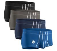 Real Men Bulge Enhancing Pouch Underwear for Men - 1 or 4 Pack Nylon 3 Inches- Ice Silk Mens Boxer Briefs ABCD Pouches XS-5XL, 4 Pack- Black/Dark Blue/Gray/Light Blue, XS