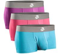 Real Men Bulge Enhancing Underwear 1 or 3 Pack 3-7 Inch, Ultra Soft Boxer Briefs Modal, Bulge Pouch Underwear, D Pouch 3 Pack- Red Purple Skyblue, M