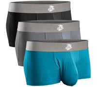 Real Men Bulge Enhancing Underwear for Men - 1, 3 and 6 Pack Set - Modal Boxer Briefs with ABCD Pouch, C Pouch 3 Inch - Black, Blue, Grey, L