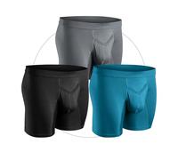 Real Men Bulge Enhancing Underwear for Men - 1 or 3 Pack Set - Modal Boxer Briefs with ABCD Pouch, B Pouch 7 Inch - Black, Cyan, Gray, M