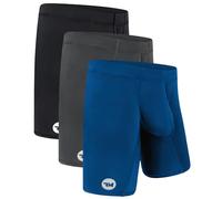 Real Men Bulge Enhancing Underwear for Men - 1 or 4 Pack Set 6-7 Inch- Ice Silk Mens Boxer Briefs with B & D Pouch, A Pouch 3 Pack- Black Blue Grey, M