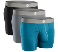 Real Men Bulge Enhancing Underwear - Modal Boxer Briefs with Size D Pouch, 7inch - 1 or 3 Pack Set - Black, Blue, Grey, L