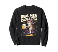 Real Men Cuddle Cats Funny Cat Lover Design Sweatshirt