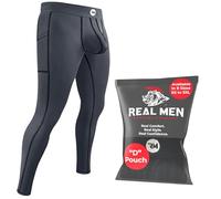 Real Men D Pouch Thermal Compression Pants, Leggings, Yoga Pants, Tights, Base Layer for Cold Weather, Grey, Large