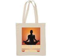 Real Men Do Yoga Seated Lotus Meditation Natural Cotton Tote Bag White