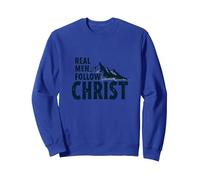 Real Men Follow Christ Mountain Faith Inspiration Sweatshirt, Adult Unisex, Royal Blue, XXL