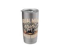 Real Men Hunt Wild Boar Hog Hunting Saying Stainless Steel Insulated Tumbler
