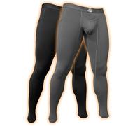 Real Men Modal ABCD Pouch Compression Pants - 1 Pack, Mens Modal Leggings, Yoga Pants, Tights, Base Layer for Cold Weather, 2 Pack - Black & Gray, S