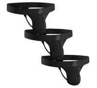 Real Men Nylon Mesh & Modal Thongs 3 Pack with ABCD Pouch - XS to XL Waist Size, 3 Pack - Black, M