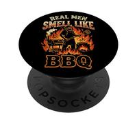 Real Men Smell Like BBQ Funny Grill Smoker Rugged Pitmaster PopSockets Adhesive PopGrip