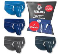 Real Men Underwear for Men with Magnifying Pocket, Set of 1 and 4 Pieces Sports Nylon Briefs with ABCD Pocket, 4 Pack Case - Blue Grey Dark Blue Dark Grey, XXL