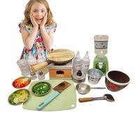 Real Mini Cook Set - Small Kitchen Playset, Real Food Frying Pot Pan | Tiny Stove Burner Utensils Gear, Compact Culinary Training Tools, Hobby Practice Dish Cooking Bundle, Petite Recipe Gadget