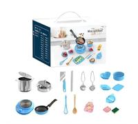 Real Mini Kitchen Cooking Sets for 8-12 Boys Girls,Mini Pretend Play Kitchen Sets,Cooking Utensils with Pots and Pans,Cuttable Toy Food Kitchens Playset