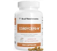 Real Mushrooms Cordyceps Capsules - Performance Supplement with Organic Cordyceps Mushroom Extract for Energy & Immune Support - Vegan Cordyceps Mushroom Supplement, Non-GMO, 300 Caps
