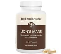 Real Mushrooms Lion's Mane Capsules, Brain, Focus and Cognition, 120ct