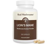Real Mushrooms Lion's Mane Capsules, Brain, Focus and Cognition, 300ct