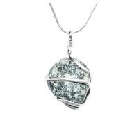 Real Natural Gemstones Apache Tear Wire Wrap Stone Nacklace Pendant with Silver Plated Chain & Thread Meditation, Reiki, Spiritual Faith Healing Energy/Christmas Gift/Birthday Gift