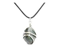 Real Natural Gemstones Bloodstone Wire Wrap Stone Nacklace Pendant with Silver Plated Chain & Thread Meditation, Reiki, Spiritual Faith Healing Energy/Christmas Gift/Birthday Gift