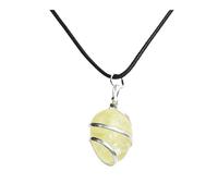 Real Natural Gemstones Golden Citrine Wire Wrap Stone Nacklace Pendant with Silver Plated Chain & Thread Meditation, Reiki, Spiritual Faith Healing Energy/Christmas Gift/Birthday Gift