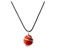 Real Natural Gemstones Red Jasper Wire Wrap Stone Nacklace Pendant with Silver Plated Chain & Thread Meditation, Reiki, Spiritual Faith Healing Energy/Christmas Gift/Birthday Gift