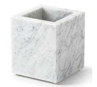 Real Natural Marble Toothbrush Holder & Pen Holder & Makeup Brush Holder, Genuine Stone Rectangular Bathroom Tumbler Cup, Durable Office & Home Countertop Organizer