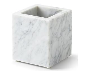 Real Natural Marble Toothbrush Holder & Pen Holder & Makeup Brush Holder, Genuine Stone Rectangular Bathroom Tumbler Cup, Durable Office & Home Countertop Organizer