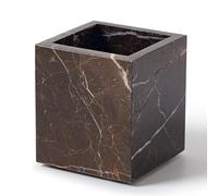 Real Natural Travertine Marble Toothbrush Holder & Pen Holder & Makeup Brush Holder & Utensil Holder, Genuine Stone Rectangular Bathroom Tumbler Cup, Durable Office & Home Countertop Organizer