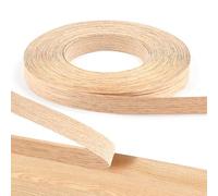 Real Oak Veneer Edging Tape, 20 m x 19 mm Iron on Edging Strip, Hot Melt Adhesive Wood Veneer Strip, Pre-glued Edge Banding Roll for Desk Cabinet Shelves Furniture Panels Restoration