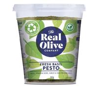 Real Olive Co Fresh Basil Pesto 1kg | Deli Fresh To Your Door | Italian Basil Pesto Sauce | Cold Pressed Oils | Vegan & Nut Free | Authentic Delicious Italian Pesto | Restaurant Quality