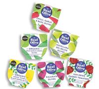 Real Olive Co | Mediterranean Mixed Olives & Antipasti 1kg | Organic Kalamata & Nocellara olives with wild garlic & basil, lemon thyme & black pepper, plus chilli garlic and sun-dried cherry tomatoes